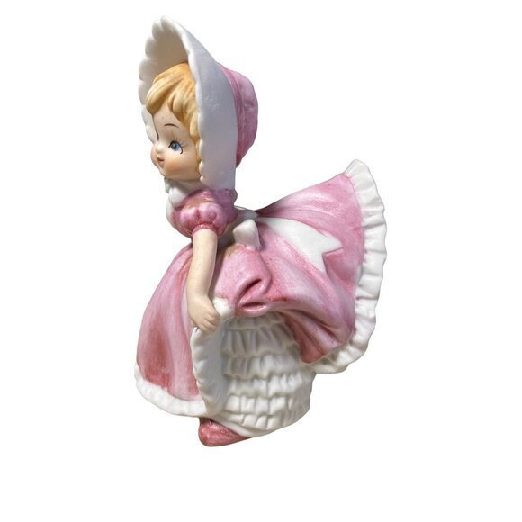 Girl with Bloomers #904 Bisque Porcelain Figurine Pink Ruffled Dress 4.5" - Picture 4 of 16